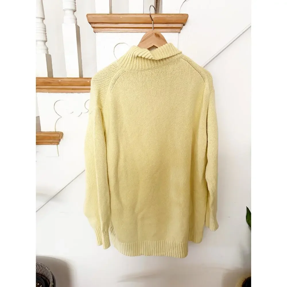 UNIQLO C Turtleneck Sweater Yellow Cotton Blend Tunic Knit Soft Cozy Size M